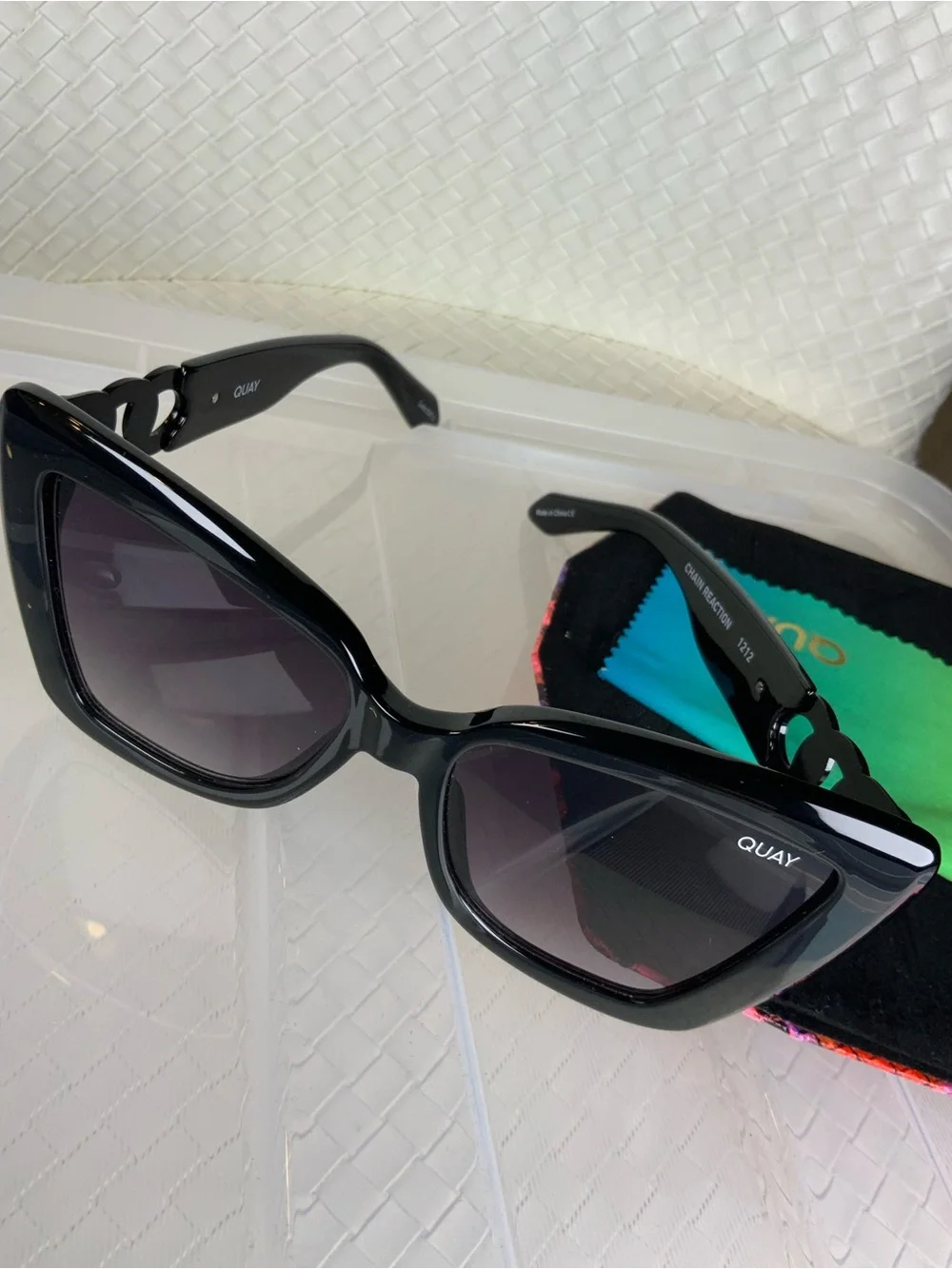 Quay Australia Glossy Black Cat Eye Sunglasses